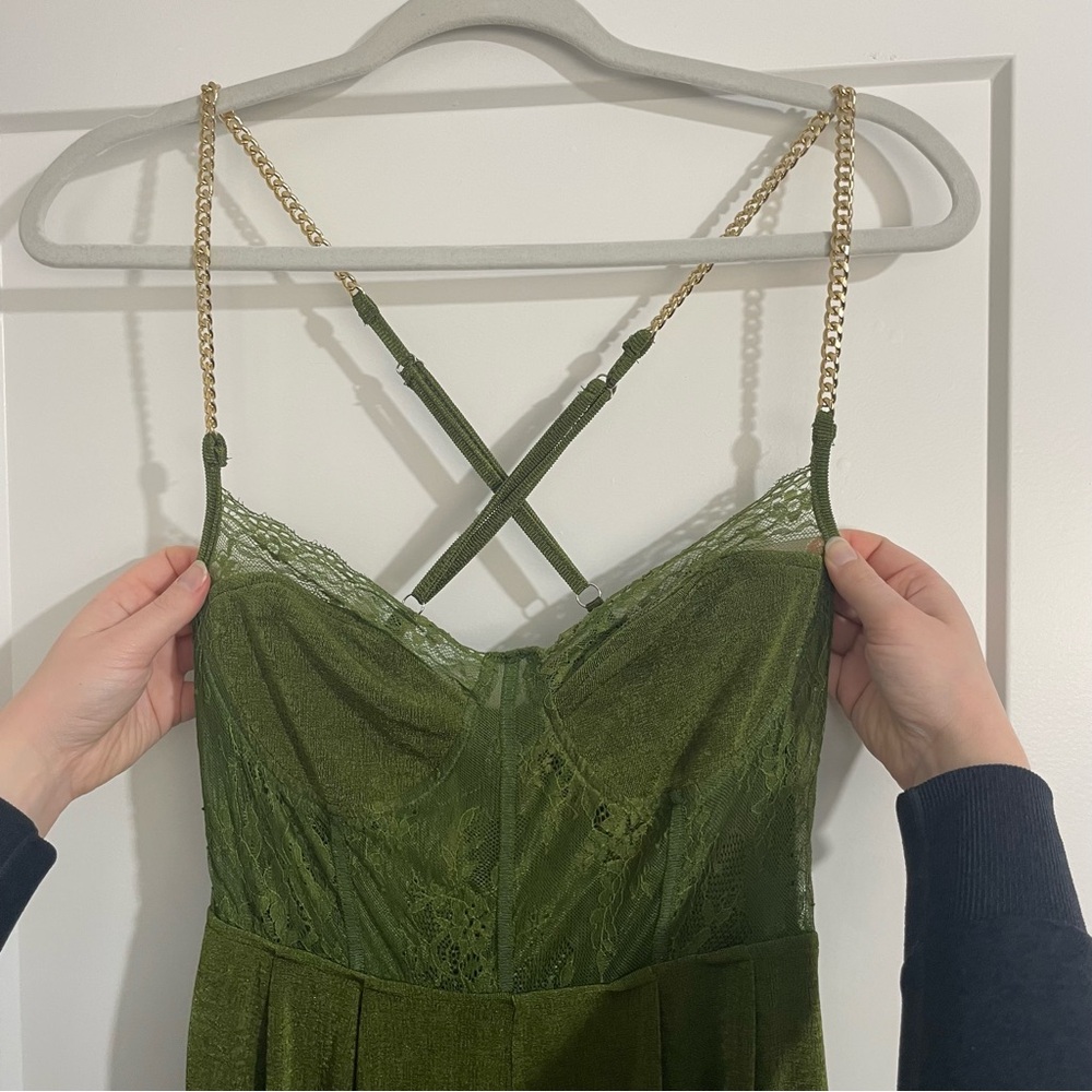NWT CIDER Green Lace Jumpsuit